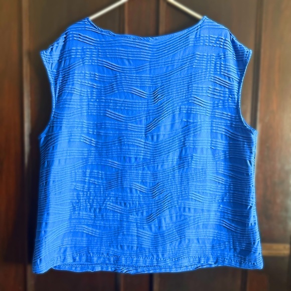 Evan Picone Vibrant Blue Textured Blouse - Picture 4 of 6